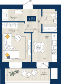 Квартира 34,8 м², 1-комнатная - изображение 1