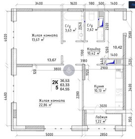 Квартира 64,6 м², 2-комнатная - изображение 1