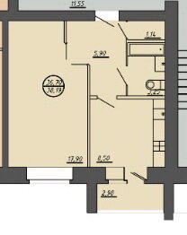 Квартира 38,6 м², 1-комнатная - изображение 1