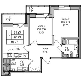 51 м², 2-комнатная квартира 8 999 999 ₽ - изображение 95