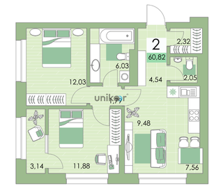 59,8 м², 3-комнатная квартира 8 200 000 ₽ - изображение 32