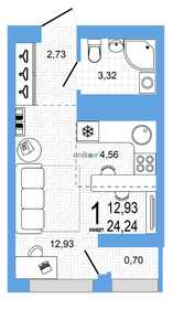 Квартира 23,9 м², 1-комнатная - изображение 5
