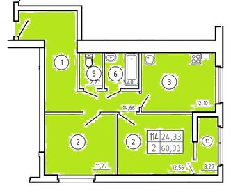 55 м², 3-комнатная квартира 4 350 000 ₽ - изображение 78