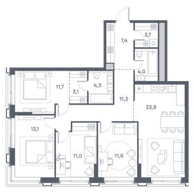 Квартира 105,1 м², 4-комнатная - изображение 1