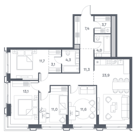 Квартира 105,1 м², 4-комнатная - изображение 1