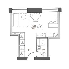 Квартира 26 м², 1-комнатная - изображение 1