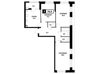 Квартира 76,5 м², 3-комнатная - изображение 1