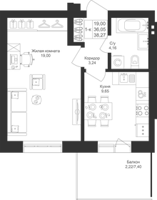 Квартира 38,3 м², 1-комнатная - изображение 1