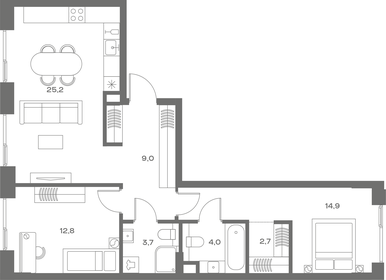 Квартира 72,3 м², 2-комнатная - изображение 1