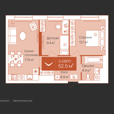 Квартира 52,5 м², 2-комнатная - изображение 2