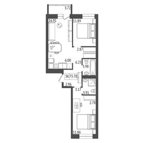 Квартира 73,7 м², 3-комнатная - изображение 2