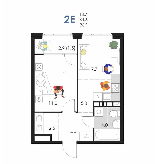 36,1 м², 2-комнатная квартира 4 234 530 ₽ - изображение 15