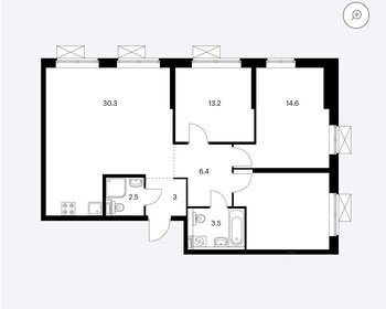 Квартира 75 м², 3-комнатная - изображение 2