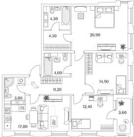 Квартира 96,2 м², 3-комнатная - изображение 1