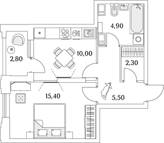 39,5 м², 1-комнатная квартира 10 107 733 ₽ - изображение 4