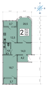 Квартира 78,6 м², 2-комнатная - изображение 1