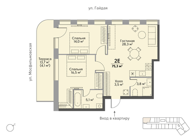 87,5 м², 2-комнатная квартира 70 740 000 ₽ - изображение 34