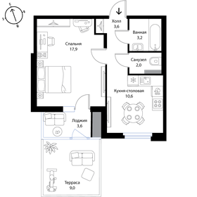 43,4 м², 1-комнатная квартира 7 334 600 ₽ - изображение 29