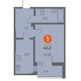 Квартира 41,5 м², 1-комнатная - изображение 2