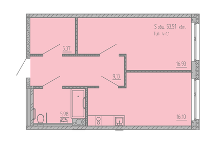50,8 м², 2-комнатная квартира 10 750 545 ₽ - изображение 19