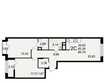 56,8 м², 2-комнатная квартира 7 250 000 ₽ - изображение 80