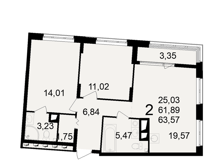 63,6 м², 2-комнатная квартира 6 198 075 ₽ - изображение 1