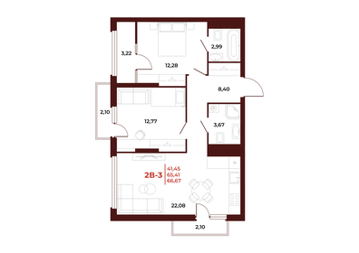 58,3 м², 2-комнатная квартира 7 600 000 ₽ - изображение 51