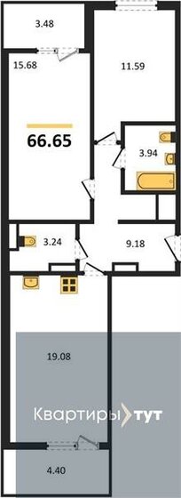 66,7 м², 2-комнатная квартира 8 331 250 ₽ - изображение 1