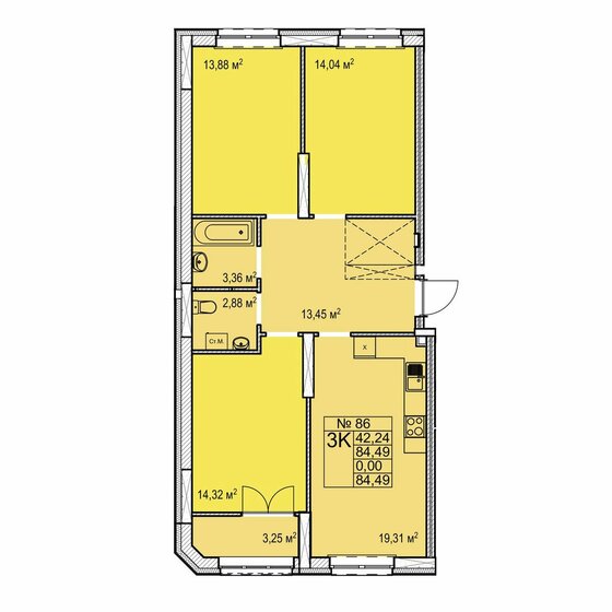 84,5 м², 3-комнатная квартира 12 220 000 ₽ - изображение 1