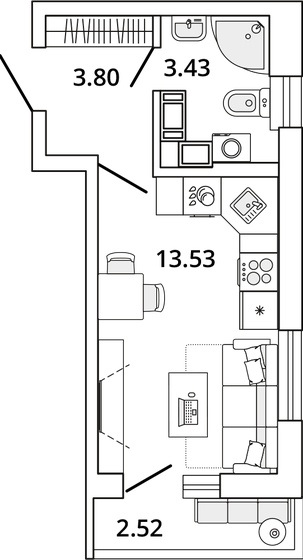 22 м², квартира-студия 7 246 000 ₽ - изображение 1