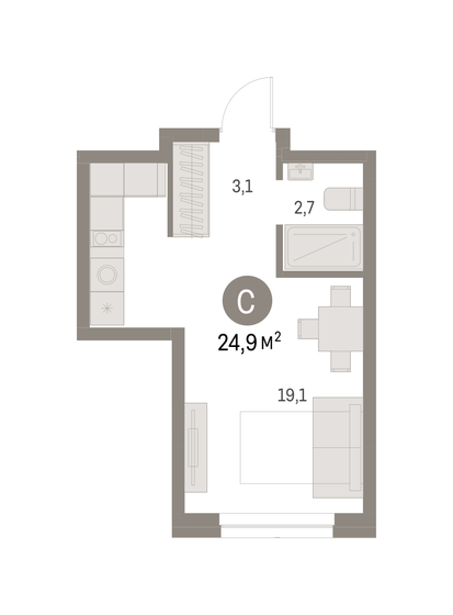 24,9 м², квартира-студия 5 820 000 ₽ - изображение 18