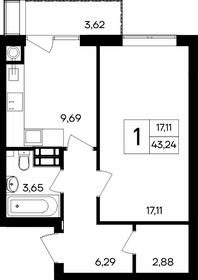 43,2 м², 1-комнатная квартира 4 972 600 ₽ - изображение 16