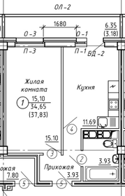 Квартира 37,8 м², 1-комнатная - изображение 1