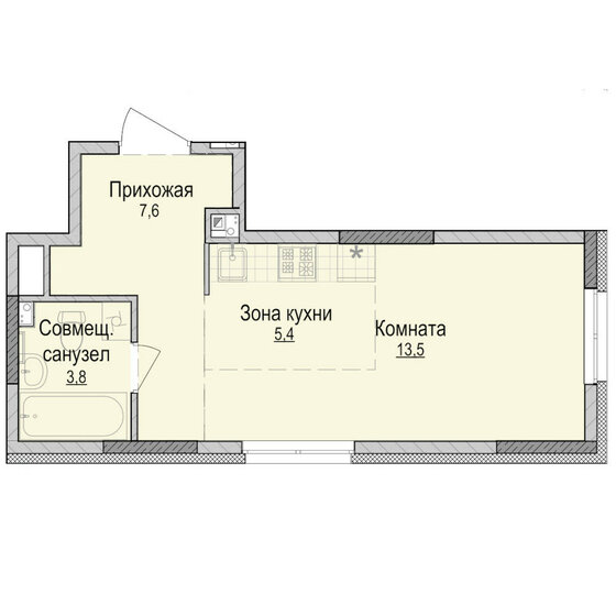 30,3 м², квартира-студия 3 060 000 ₽ - изображение 1