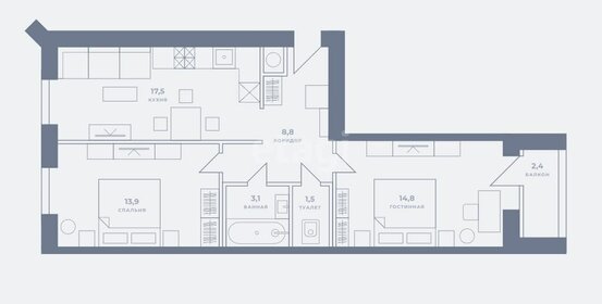 60 м², 2-комнатная квартира 5 650 000 ₽ - изображение 25