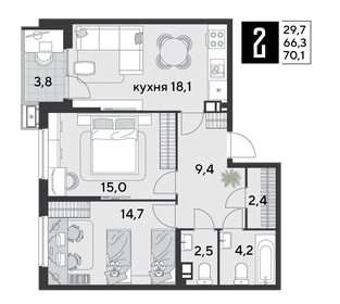 67 м², 2-комнатная квартира 7 500 000 ₽ - изображение 113