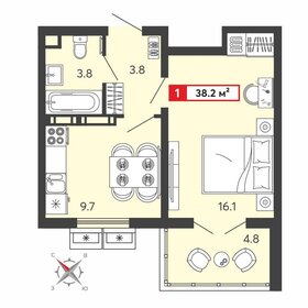 Квартира 38,2 м², 1-комнатная - изображение 1