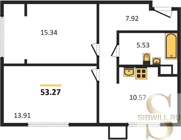 53,3 м², 2-комнатная квартира 7 710 000 ₽ - изображение 1