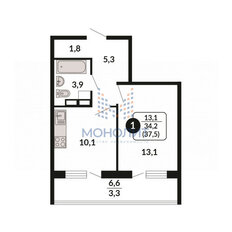 Квартира 37,5 м², 1-комнатная - изображение 3