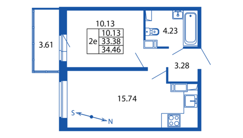 34,2 м², 1-комнатная квартира 6 184 888 ₽ - изображение 46