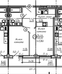 Квартира 45 м², 2-комнатная - изображение 1