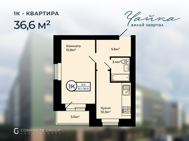 Квартира 36,6 м², 1-комнатная - изображение 1