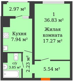 Квартира 36,8 м², 1-комнатная - изображение 1