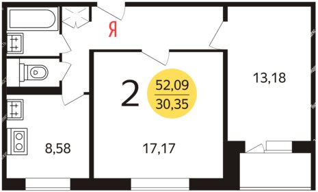 51,1 м², 2-комнатная квартира 13 000 000 ₽ - изображение 99