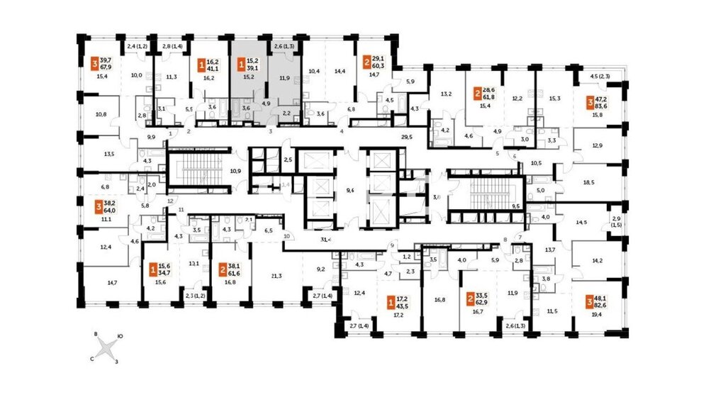 39,1 м², 1-комнатная квартира 21 900 000 ₽ - изображение 1