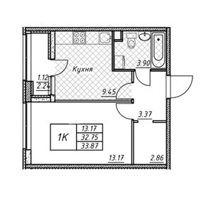 Квартира 33,9 м², 1-комнатная - изображение 1