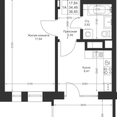 Квартира 36,9 м², 1-комнатная - изображение 2