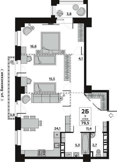 79,7 м², 2-комнатная квартира 13 200 000 ₽ - изображение 1