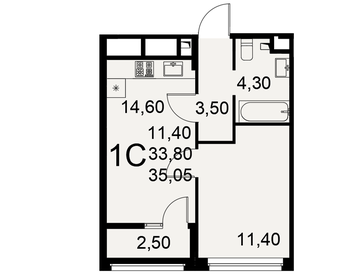 42,5 м², 1-комнатная квартира 4 049 100 ₽ - изображение 15