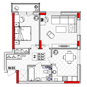 64 м², 3-комнатная квартира 6 980 000 ₽ - изображение 81